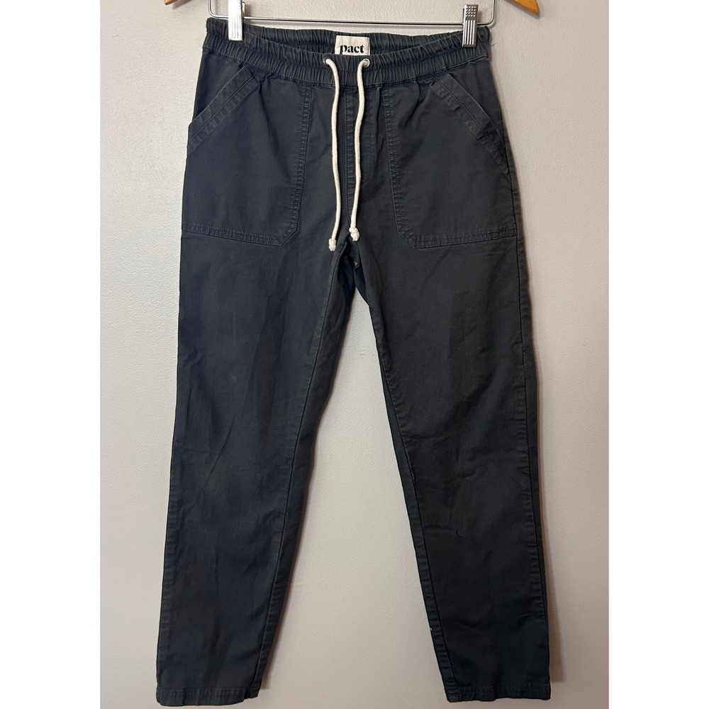 Pact Daily Twill Pants Womens Small Charcoal Gray Organic Cotton Stretch Relaxed